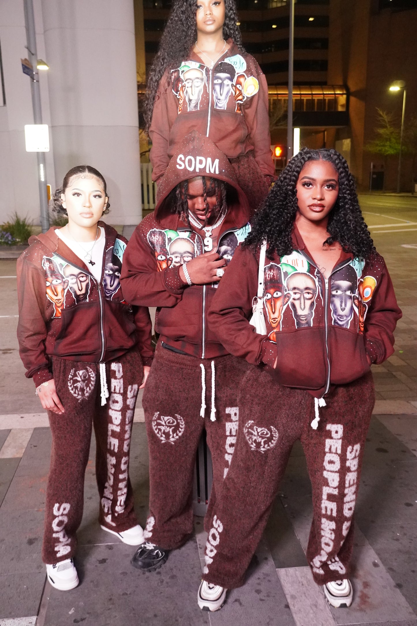 “SOPM WEAR FULL SET ” ALIEN HOODIE WITH RHINESTONES