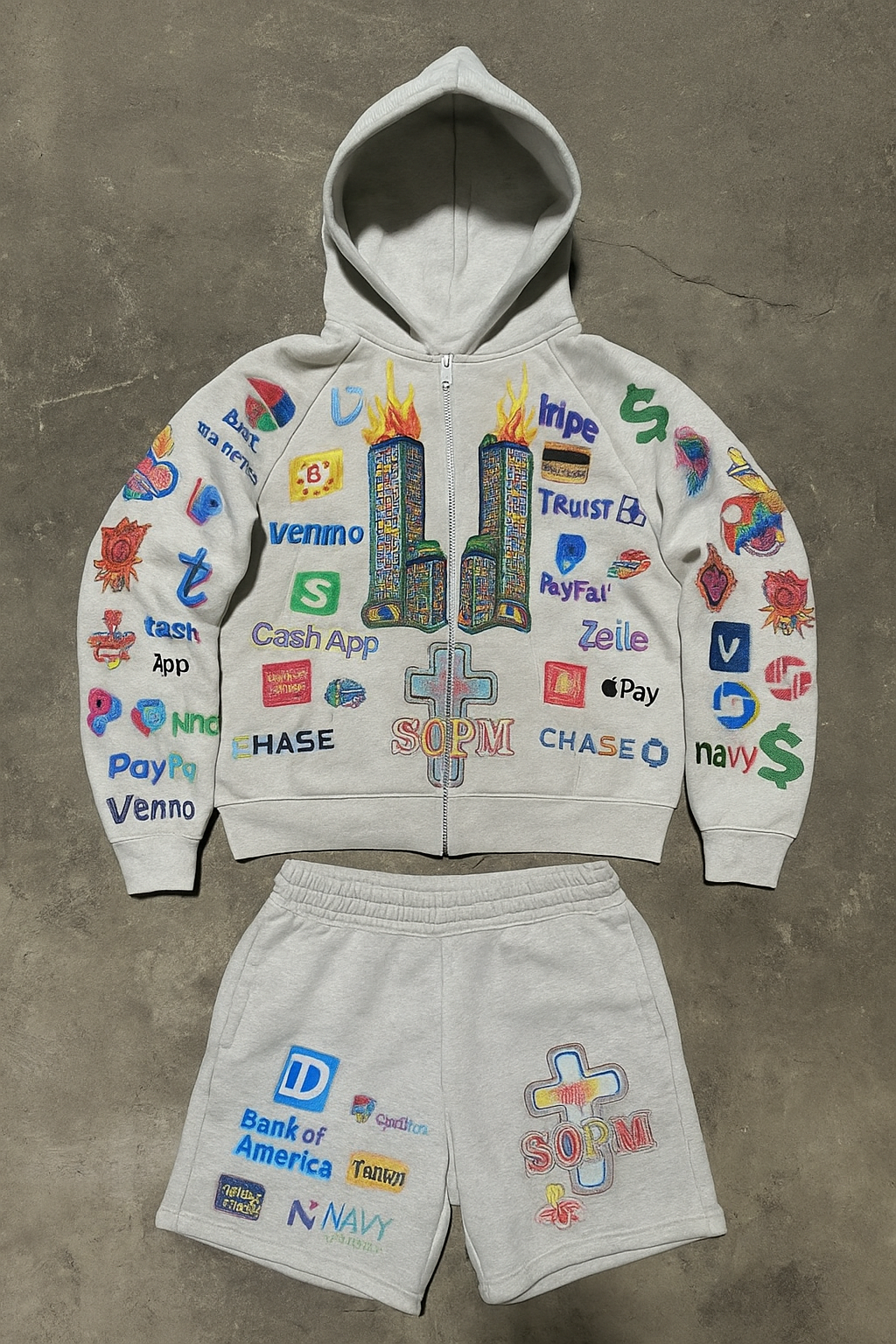 “Powered By Stripe “ Zip up & Hoodie & Shorts