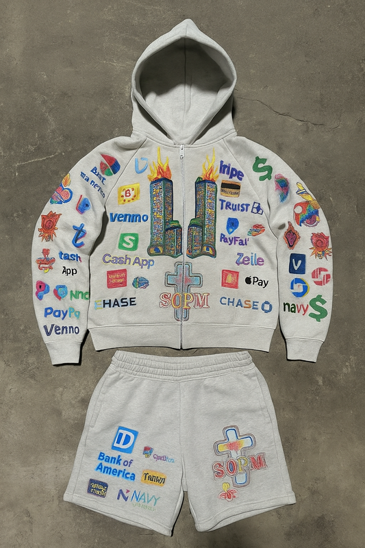 “Powered By Stripe “ Zip up & Hoodie & Shorts