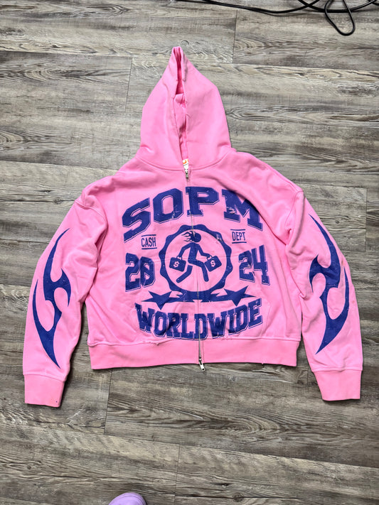 “SOPMWEAR” PINK ZIP UP